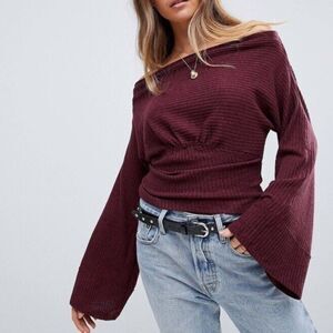 We The Free Off the Shoulder Flare Sleeve Sweater